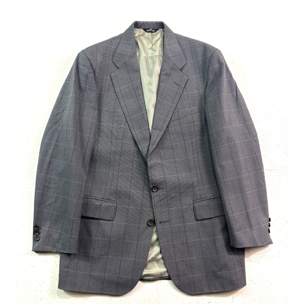 vtg Ralph Lauren Chaps 42R Blazer Jacket Sport Suit Coat Gray Basketweave‎ Wool